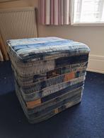 Superleuke poef van jeansstof, Huis en Inrichting, Ophalen, Minder dan 50 cm, Gebruikt, Vierkant