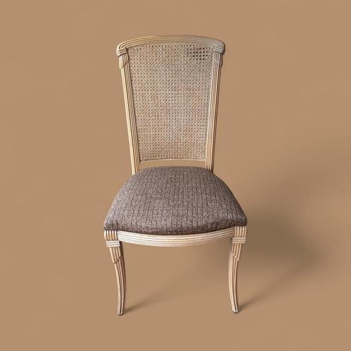 Vintage Franse Stoel met Webbing Rugleuning, Huis en Inrichting, Stoelen, Gebruikt, Eén, Hout, Bruin, Ophalen of Verzenden