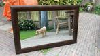 Grote houten spiegel met facet geslepen rand, Antiek en Kunst, Ophalen, Rechthoekig