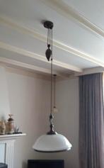 Mooie Vintage Hanglamp met Katrol, Huis en Inrichting, Lampen | Hanglampen, Ophalen of Verzenden, Gebruikt, Glas, 75 cm of meer