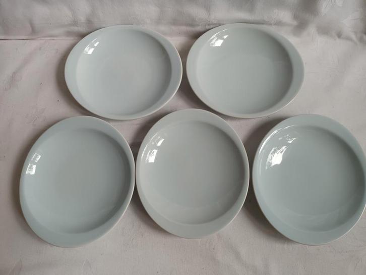 FRIS EDAM Symfonie 5 gebaksbordjes licht groen/ blauw, Antiek en Kunst, Antiek | Servies los, Ophalen of Verzenden