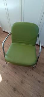 Design groen leren schommelstoel, Huis en Inrichting, Fauteuils, Ophalen, Gebruikt, Minder dan 75 cm, Design