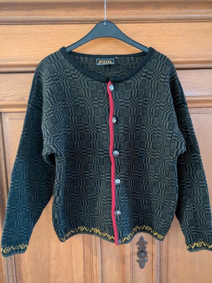 Oleana Vintage Wollen Vest - Maat M, Kleding | Dames, Truien en Vesten, Zo goed als nieuw, Maat 38/40 (M), Zwart, Ophalen of Verzenden