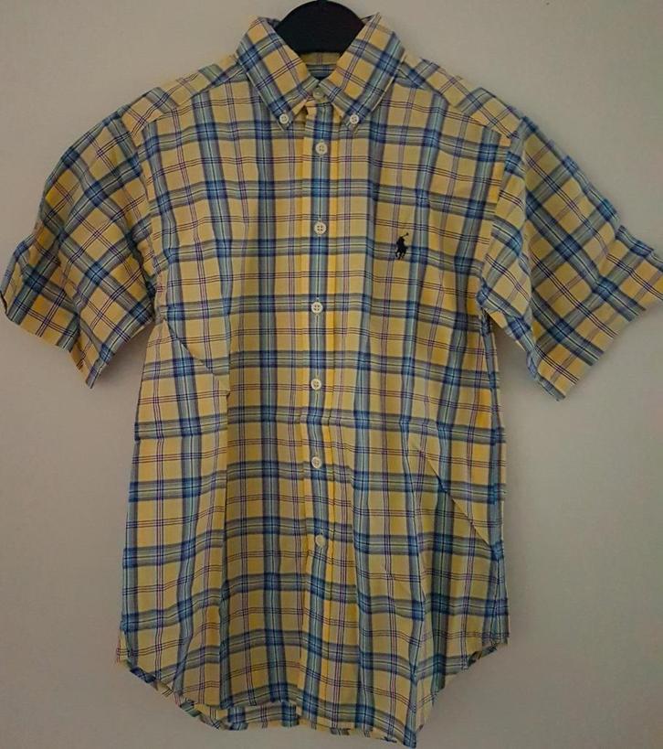 Maat 152/158 Geel geruit Ralph Lauren overhemd s/s (0695), Kinderen en Baby's, Kinderkleding | Maat 152, Nieuw, Jongen, Overhemd of Blouse