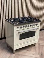 Boretti Crème 90cm Gas 6 pits + Multifunctionele Oven, Witgoed en Apparatuur, Fornuizen, 60 cm of meer, Ophalen of Verzenden, Gas