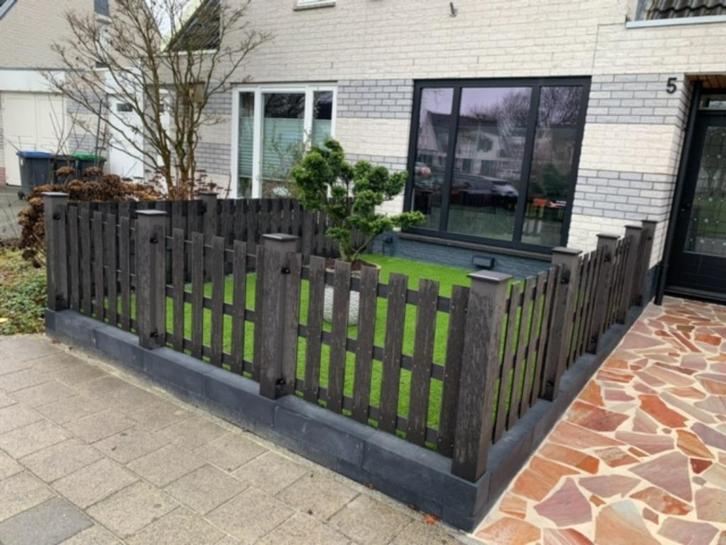 Composiet tuinhek, onderhoudsarm en duurzaam 80 cm hoog, Tuin en Terras, Tuinhekken en Hekwerk, Nieuw, Tuinhek, Kunststof, Met poort