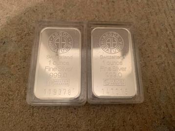 2x troy ounce Heraeus zilverbaar beschikbaar voor biedingen