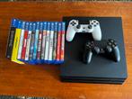 PS4 Pro 1TB, 2 controllers, externe schijf en 14 games, Spelcomputers en Games, Ophalen, Gebruikt, Met 2 controllers, Pro