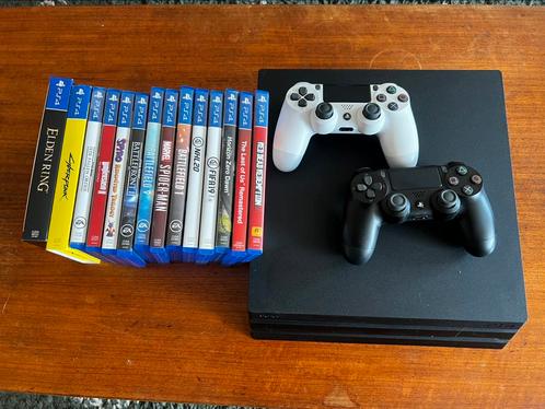 PS4 Pro 1TB, 2 controllers, externe schijf en 14 games, Spelcomputers en Games, Spelcomputers | Sony PlayStation 4, Gebruikt, Pro