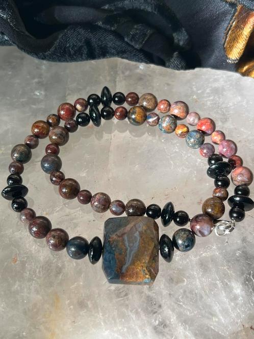 Pietersiet onyx git beschermt transformatie magie uniek, Sieraden, Tassen en Uiterlijk, Kettingen, Nieuw, Steen of Mineraal, Met edelsteen