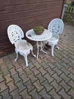 Oude vintage gietijzeren tuinset - 2 stoelen + tafel., Tuin en Terras, 2 zitplaatsen, Overige materialen, Gebruikt, Ophalen of Verzenden