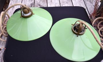 Vintage Groen Glazen Hanglampen beschikbaar voor biedingen