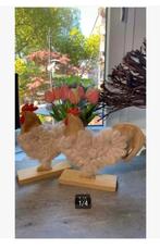 2 x houten kerst kip, wol bekleed, 19 x 19 cm, Ophalen of Verzenden