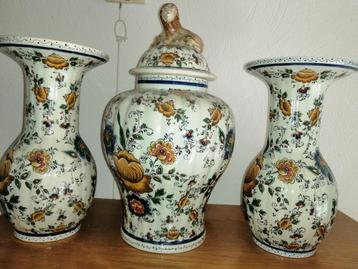 Vintage Delfs polychroom kasteel, 3 delig beschikbaar voor biedingen