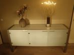 Prijs verlaagd-> Dressoir 3-drs melkglas met aluminium frame, Ophalen, Met deur(en), 150 tot 200 cm, Zo goed als nieuw