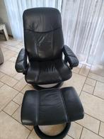 Zwarte leren stressless stoel maat medium, Huis en Inrichting, Ophalen, Zo goed als nieuw, Leer, 50 tot 75 cm