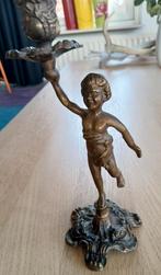 Bronzen kandelaar putti cherubijn kandelaar, zwaar object, Ophalen of Verzenden, Koper of Brons