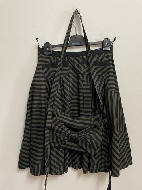 R51 - Zwart-grijze Cora Kemperman rok  mt M met tasje (1), Kleding | Dames, Rokken, Zo goed als nieuw, Maat 38/40 (M), Zwart, Onder de knie