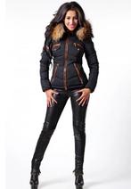 Froccella B123 blauw winterjas maat S/36 cognac bontkraag, Blauw, Nieuw, Ophalen of Verzenden, Maat 36 (S)