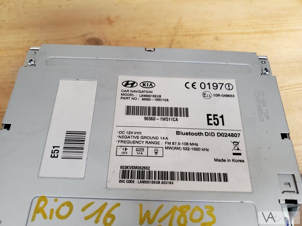Kia Rio 2017 - 2023 radio navigatie bluetooth 96560-1w511ca, Ophalen of Verzenden, Gebruikt, Kia