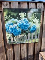 Buiten Schilderij Hortensia's, Ophalen of Verzenden, Zo goed als nieuw, Schilderij, 75 tot 100 cm