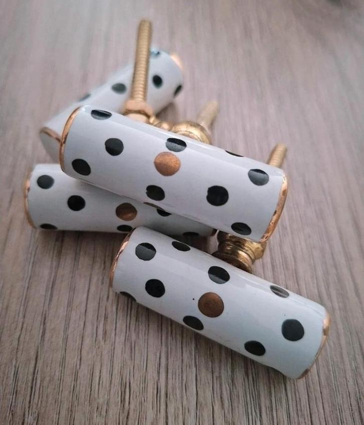 Porseleinen kastknop zwarte stip, Huis en Inrichting, Woonaccessoires | Overige, Nieuw, Ophalen of Verzenden