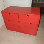 IKEA kastje Moppe, rood geschilderd (oud model), Overige materialen, Minder dan 50 cm, Gebruikt, 5 laden of meer