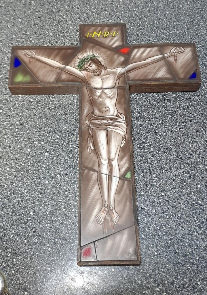 Vintage opaline kruis Leon v/d Essen, Ophalen of Verzenden