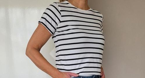 Leuk gestreept shirt S, Kleding | Dames, T-shirts, Zo goed als nieuw, Maat 36 (S), Zwart, Korte mouw, Ophalen of Verzenden
