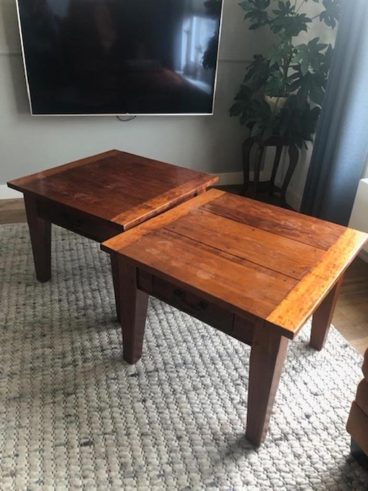 Kersen bijzet tafeltjes, Huis en Inrichting, Tafels | Eettafels, Gebruikt, 50 tot 100 cm, 50 tot 100 cm, tot twee personen, Vierkant