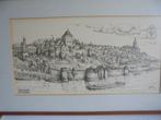 De zeer oude Waal Kade van Nijmegen, Antiek en Kunst, Kunst | Etsen en Gravures, Ophalen of Verzenden