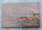 Art deco bronzen plaquette plakette L. Gerardy 2 trekpaarden, Ophalen of Verzenden, Brons
