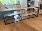 TV-dressoir Kyan - zwart/naturel - 50x150x35 cm, Ophalen, 100 tot 150 cm, Zo goed als nieuw, Eikenhout
