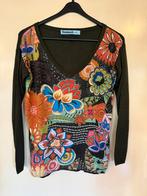 Desigual V-hals trui kahki/kleurrijk maat M, Kleding | Dames, Truien en Vesten, Maat 38/40 (M), Overige kleuren, Ophalen of Verzenden