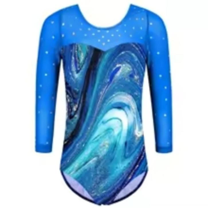 Turnpakje blauw met mesh 116 122 128 134 140 146 152, Sport en Fitness, Turnen, Nieuw, Turnpak(je), Kindermaat 122 t/m 140, Blauw