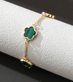 Groene Klaver Armband Goudkleurig, Nieuw, Ophalen of Verzenden, Met bedels of kralen, Groen