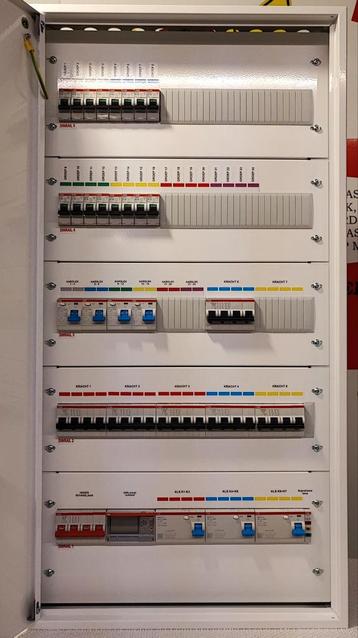 Groepenkast met 🅰️🅱️🅱️16 groepen + 6 kracht + kWh meter beschikbaar voor biedingen