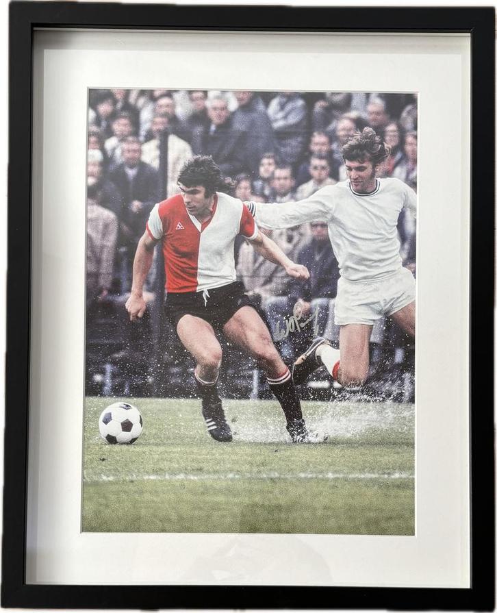 Willem van Hanegem & Ruud Krol - Gesigneerd - Feyenoord, Verzamelen, Sportartikelen en Voetbal, Zo goed als nieuw, Poster, Plaatje of Sticker