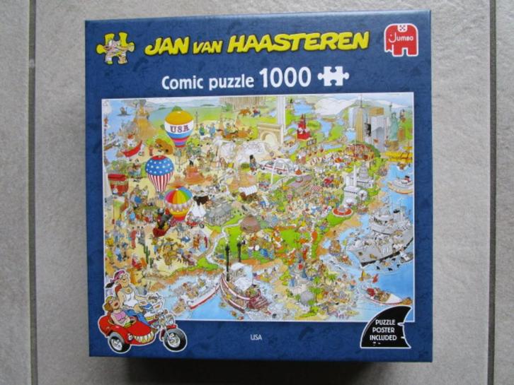 JAN VAN HAASTEREN : USA 1000 stukjes Versie 2025, Hobby en Vrije tijd, Denksport en Puzzels, Zo goed als nieuw, Legpuzzel, 500 t/m 1500 stukjes