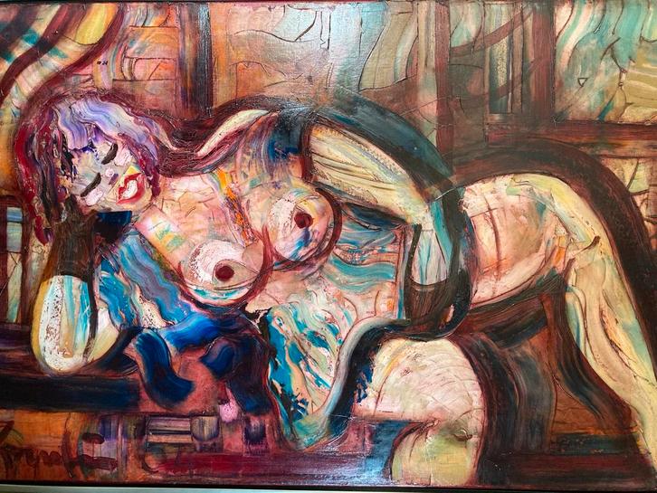 Jacob Kanbier - Abstract Naakt, Antiek en Kunst, Kunst | Schilderijen | Klassiek, Ophalen of Verzenden