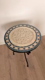 Marokkaanse Zellige Mozaïek Bijzettafel (antiek), Ophalen, Minder dan 55 cm, Gebruikt, Metaal of Aluminium