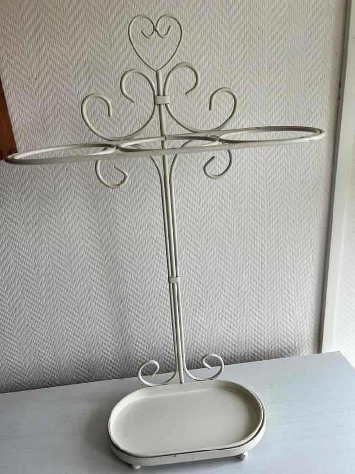 Te Koop Wit Brocante Paraplu Standaard Metaal, Huis en Inrichting, Woonaccessoires | Paraplubakken, Zo goed als nieuw, Metaal