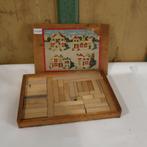 Kist hout blokken speelgoed oud 28,5 x 19,5 x 3,5 cm, Antiek en Kunst, Ophalen of Verzenden