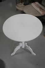 Witte ronde bijzettafel wijntafel Claire & Eef brocante hout, Huis en Inrichting, Ophalen, Gebruikt