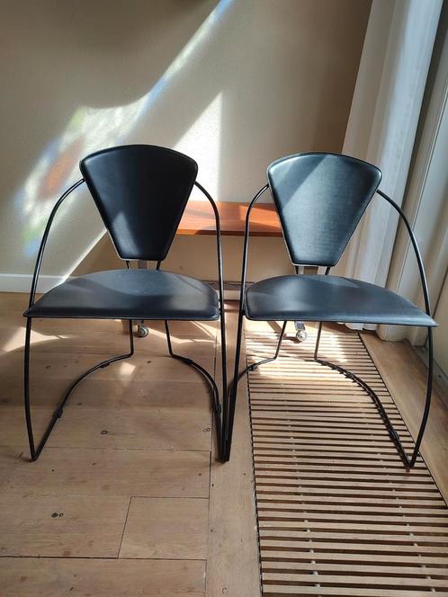 2x vintage Arrben Linda Italy design stoelen, Huis en Inrichting, Stoelen, Zo goed als nieuw, Twee, Zwart, Ophalen of Verzenden