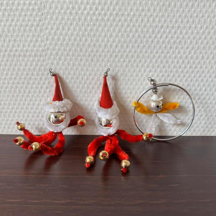 3 Vintage Gablonzer Kerstbal Mannetjes, Clowns, Kersthanger, Diversen, Kerst, Ophalen of Verzenden