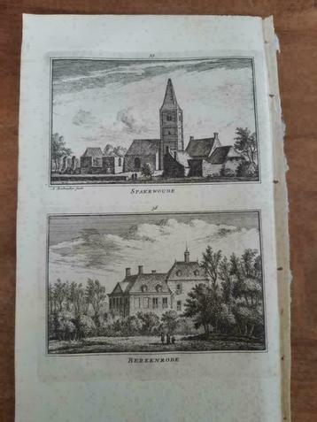 55,56/Spaerwoude & Berkenrode Haarlem.Gravure uit 18e eeuw beschikbaar voor biedingen
