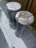 Vintage Metalen Afvalemmers - Set van 2, Gebruikt, Ophalen of Verzenden, 20 tot 30 liter, Metaal
