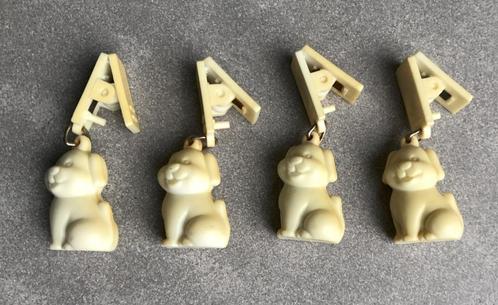 4 Vintage Tafelkleedgewichtjes Hond - '60 Tafelkleedhangers, Verzamelen, Retro, Huis en Inrichting, Ophalen of Verzenden