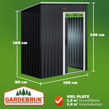 Tuinhuis Antraciet/Wit Staal 164x84x182cm Schuifdeur beschikbaar voor biedingen